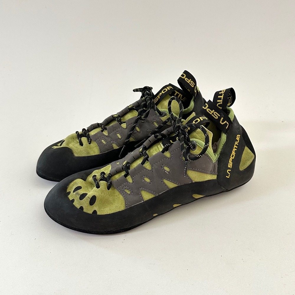 La Sportiva Tarantulace Rock Climbing Shoes Mens 11.5 Lace Up Green